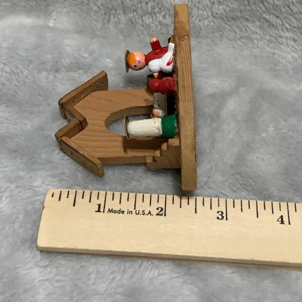 Vintage Miniature Wooden Nativity‎ Scene Hand Painted Taiwan Christmas Decor 3in
